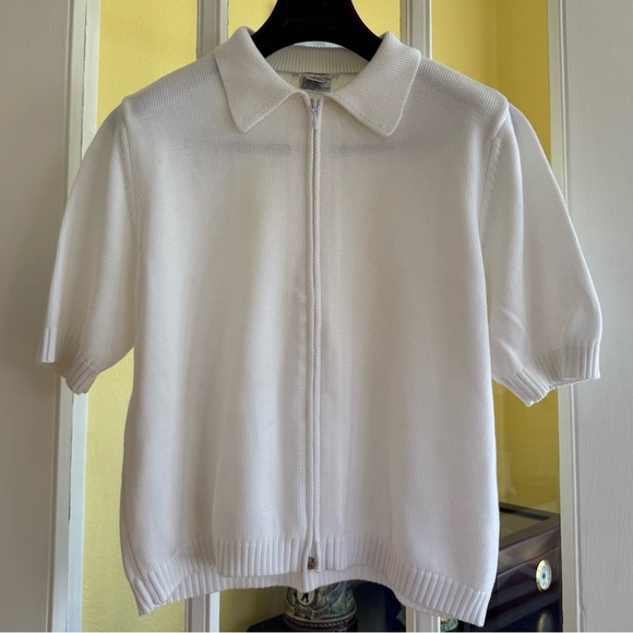 Talbots Petites White Zip-Up Sweater - Picture 2 of 7